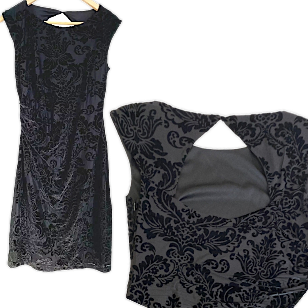 APT. 9 Womens Black Tie  Velvet Open Back  Sheath Dress